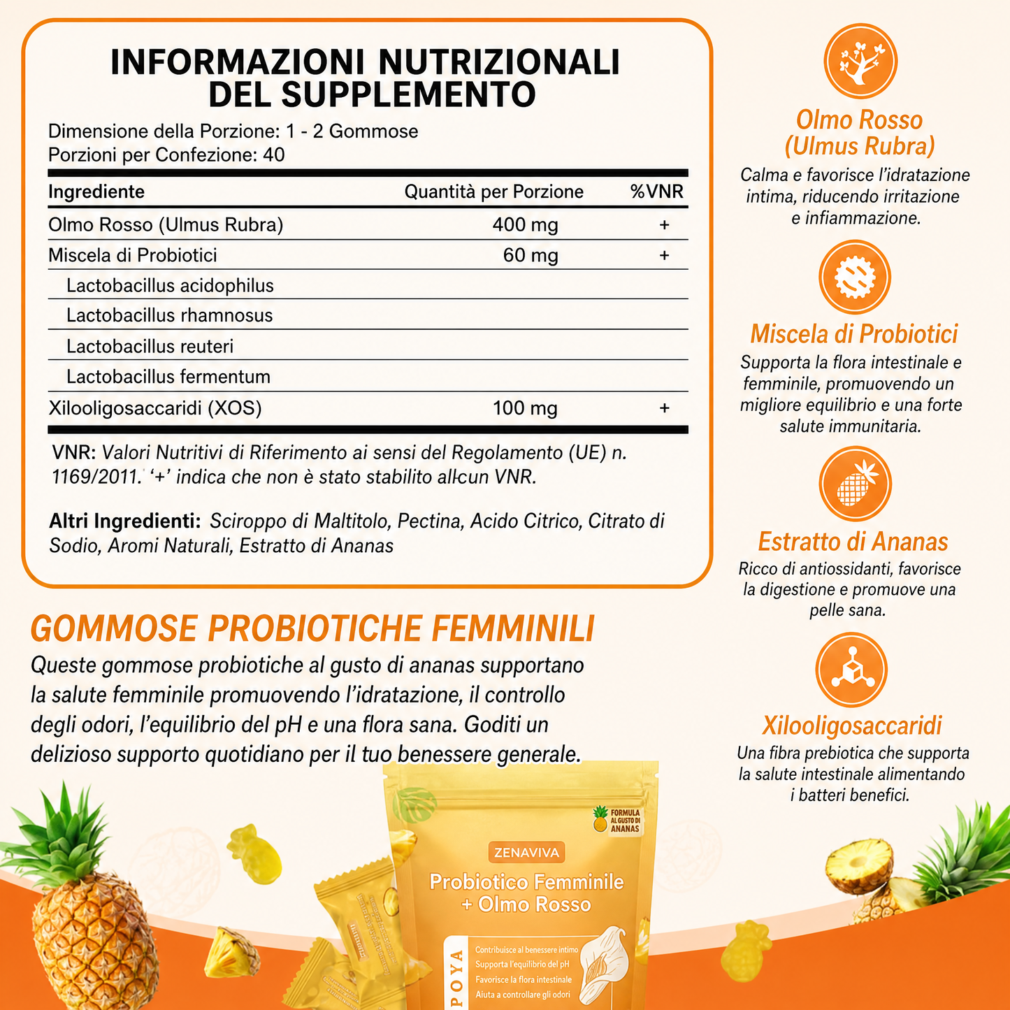 Zenaviva™ Gomitas Probióticas para la Mujer + Olmo Resbaladizo
